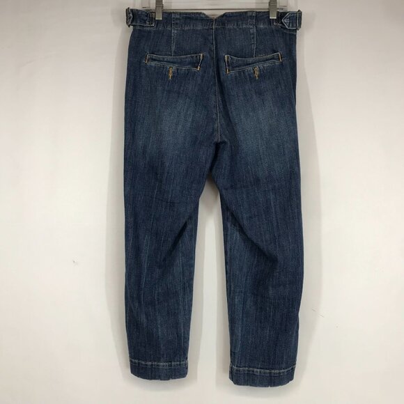 PILCRO - WOMEN'S 27 - BLUE DENIM ADJUSTABLE WAIST COTTON BLEND LOOSE WIDE JEANS - Picture 4 of 9